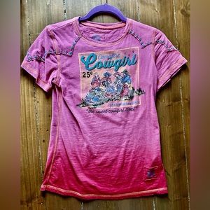 DOUBLE D RANCH PINK COWGIRL TEE, size XS